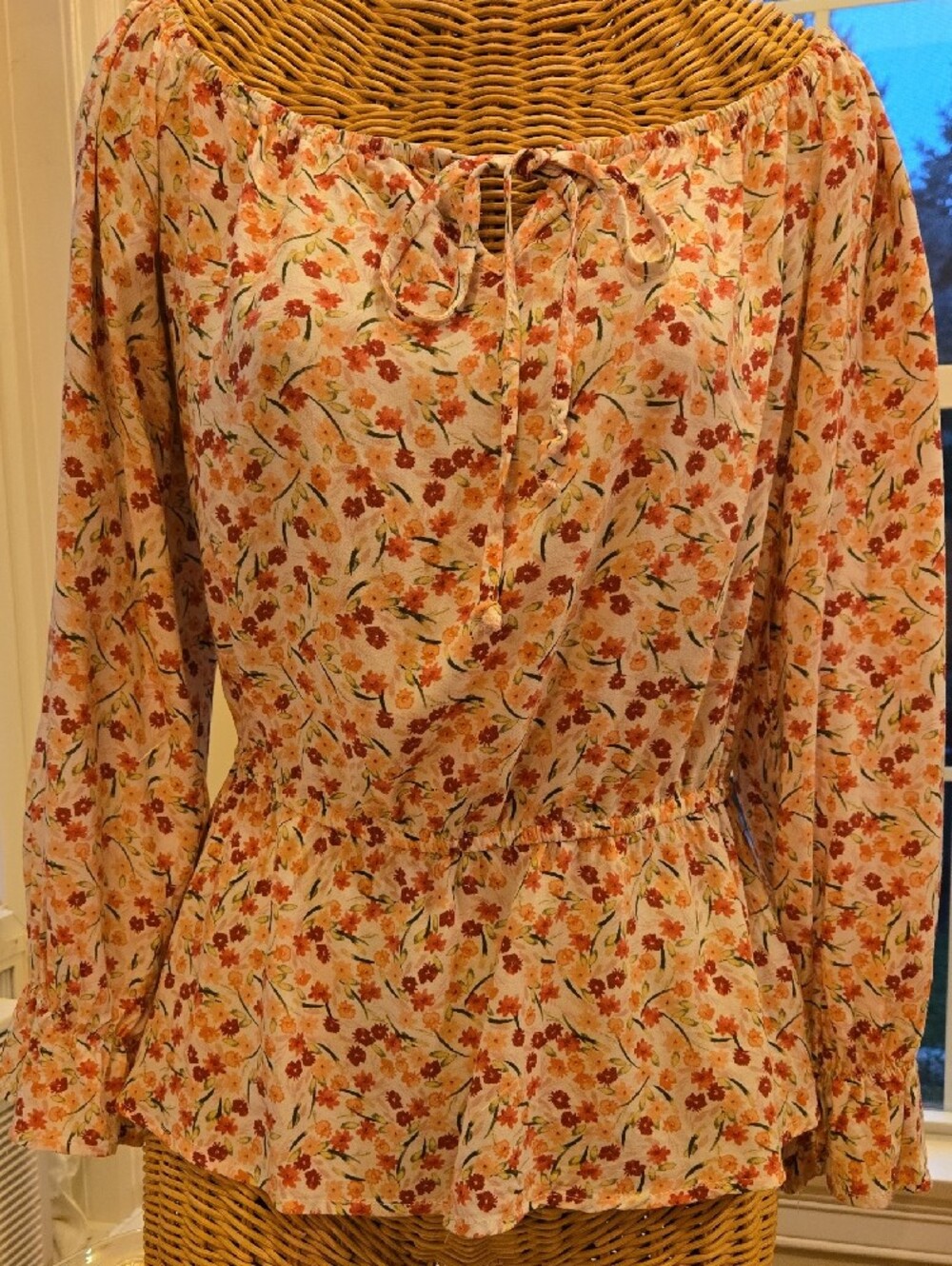 Blue Rain For Anthro Pink Floral Peasant Blouse